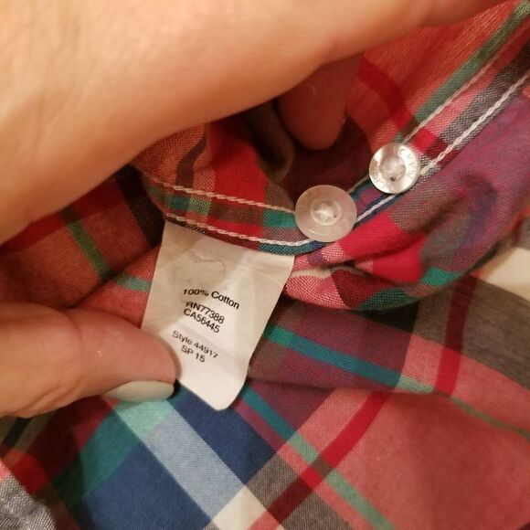 J. Crew Summer Plaid Button Down Slim Large - Picture 9 of 9